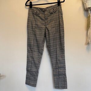 Free People Gray Plaid Skinny Pants